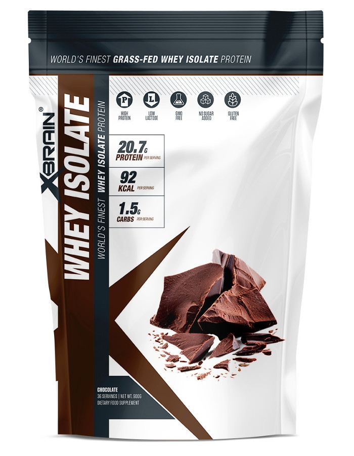 Whey Isolate Protein 900g Chocolate Grass Fed XBrain