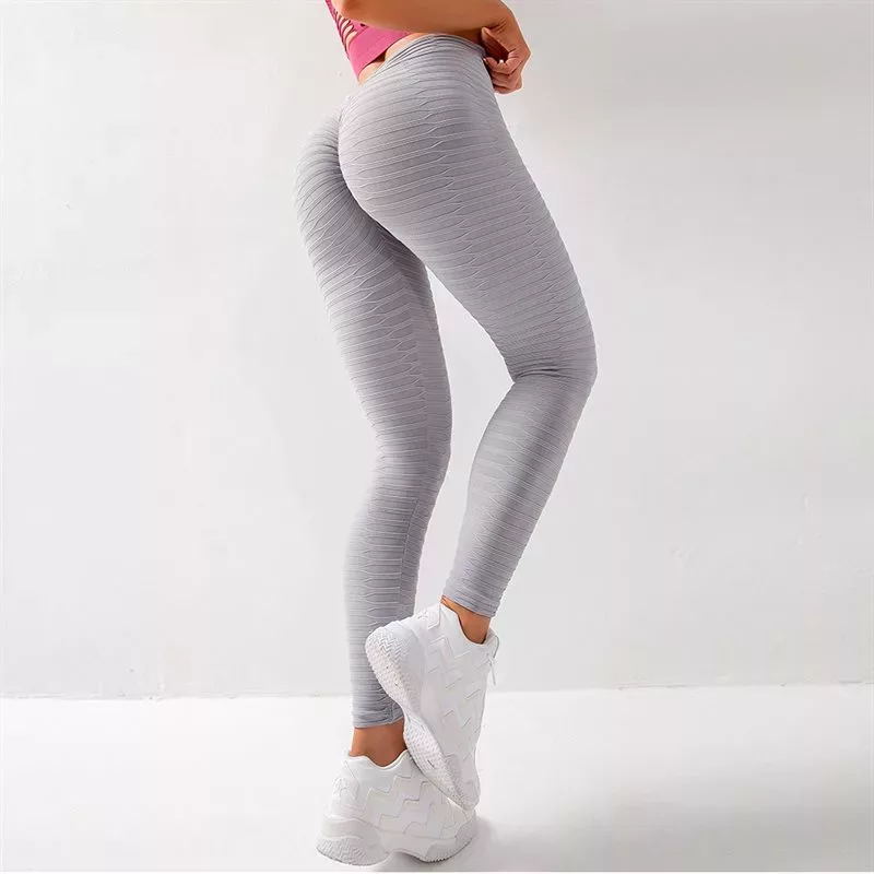 Women's Hip High Waist Yoga Pants Sexy Seamless Stripes No Steel