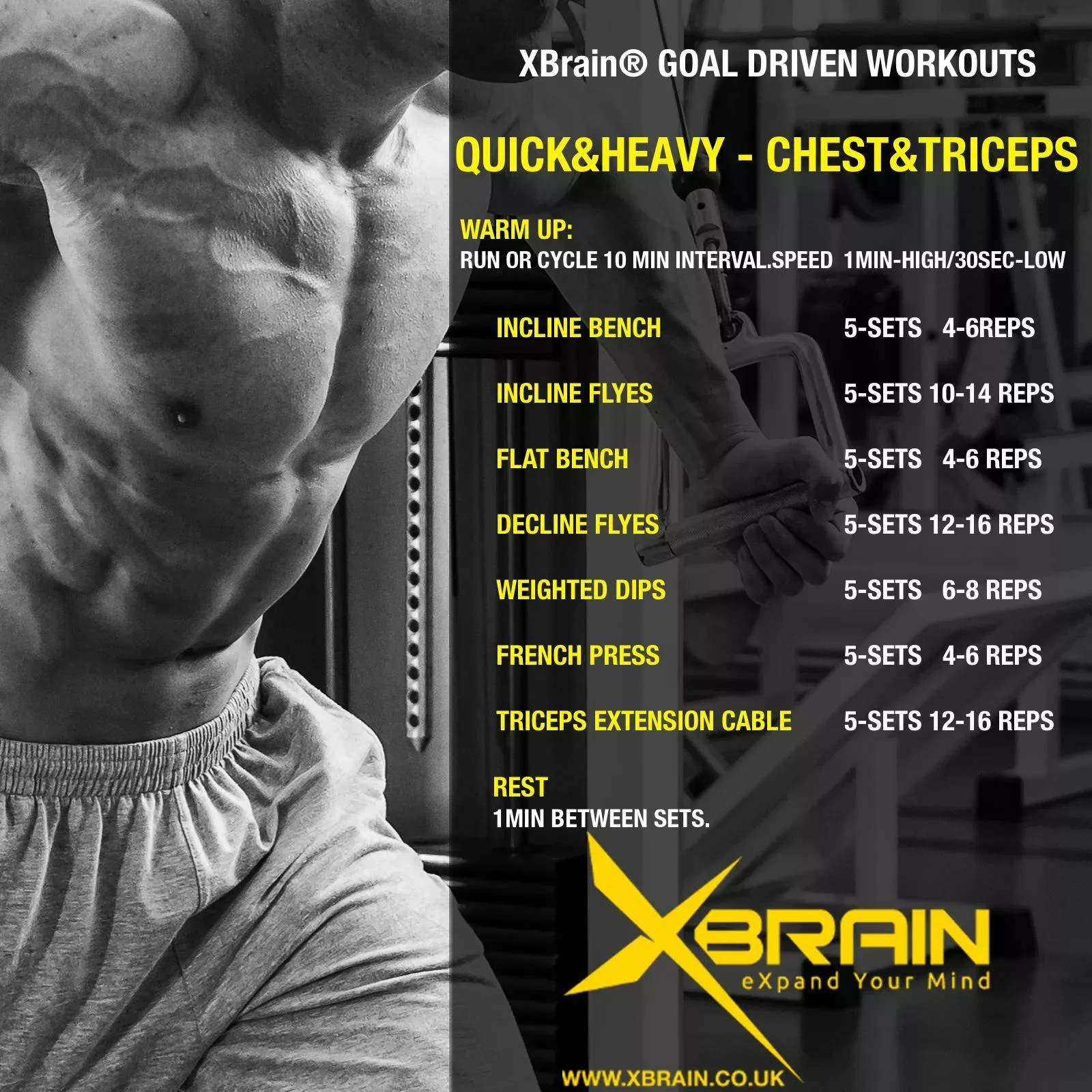 XBRAIN GOAL DRIVEN WORKOUTS – QUICK & HEAVY CHEST & TRICEPS - XBrain