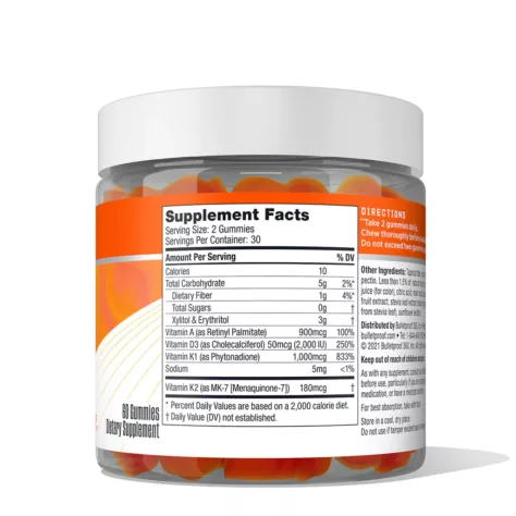 Bulletproof Vitamins A+D+K Gummies supplement facts