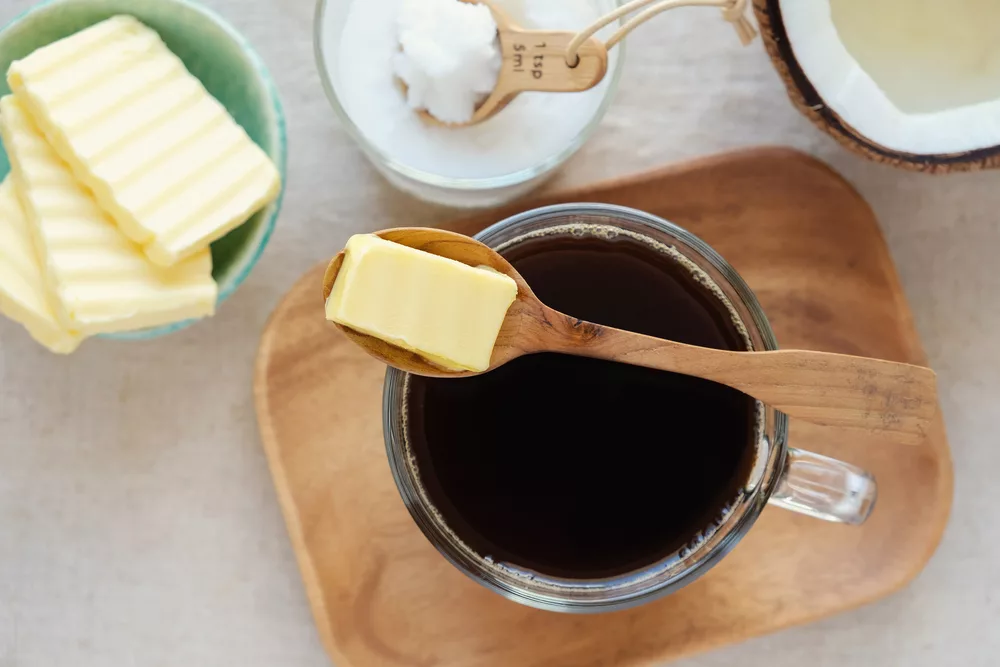 A warm cup of Bulletproof Coffee blended with Brain Octane Oil and grass-fed butter.